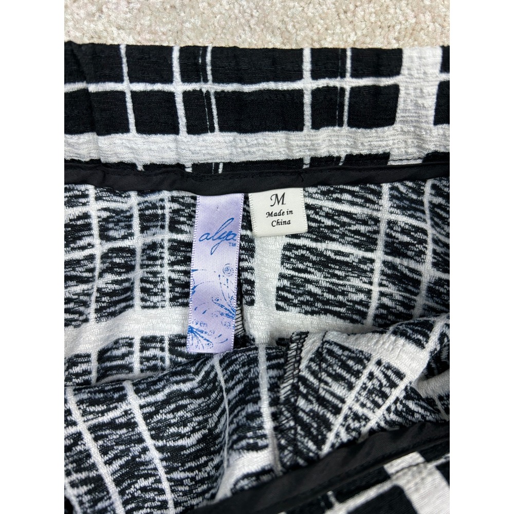 Alya Womens Black White Grid Skater Mini Skirt Pockets Medium b3992a - Picture 6 of 10